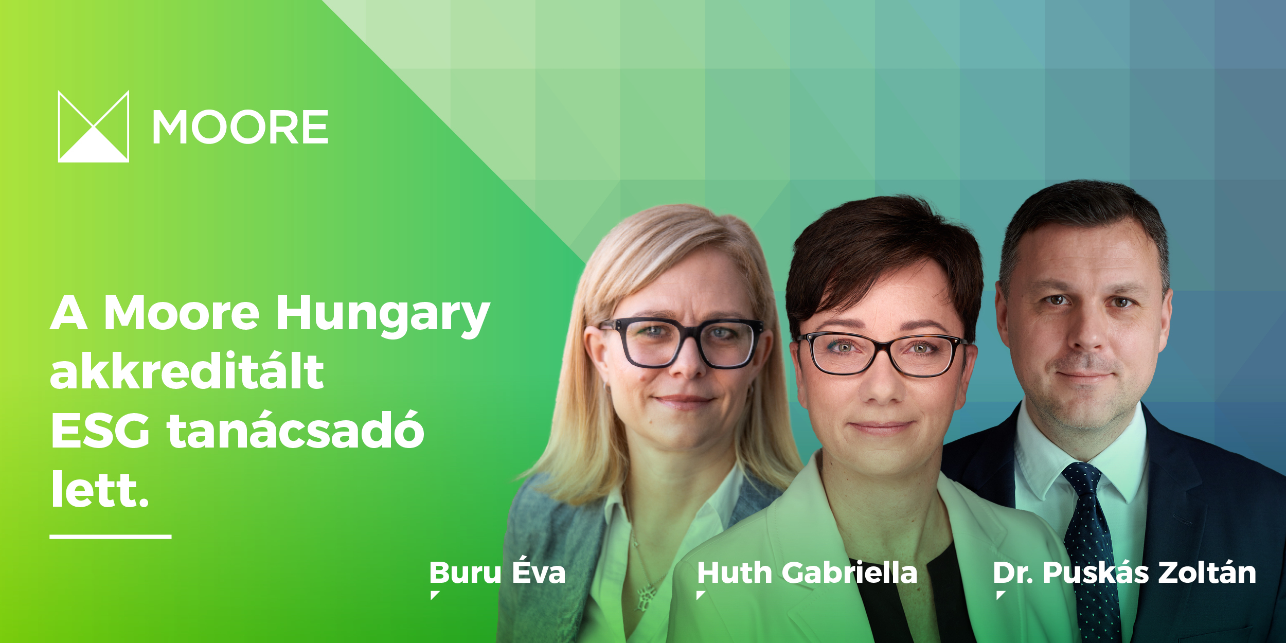 Moore ESG hírlevelél oldala.